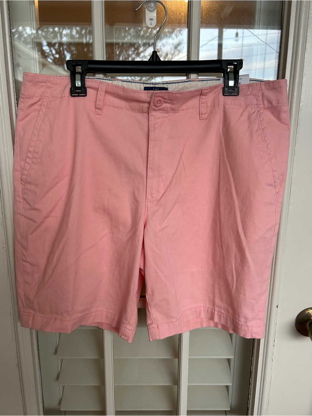 George Light Pink Flat-Front Cotton Shorts